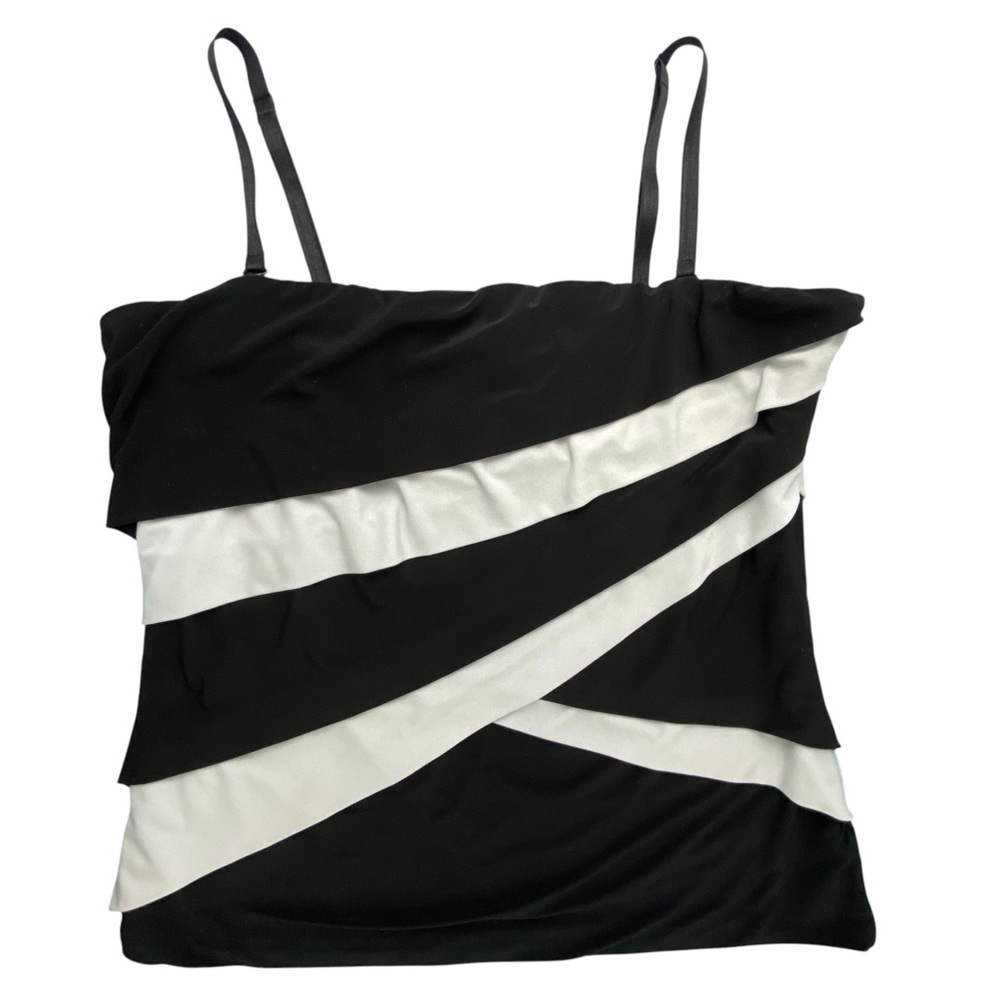 WHBM Black and White Removable Spaghetti Strap Bandeau Top, Large